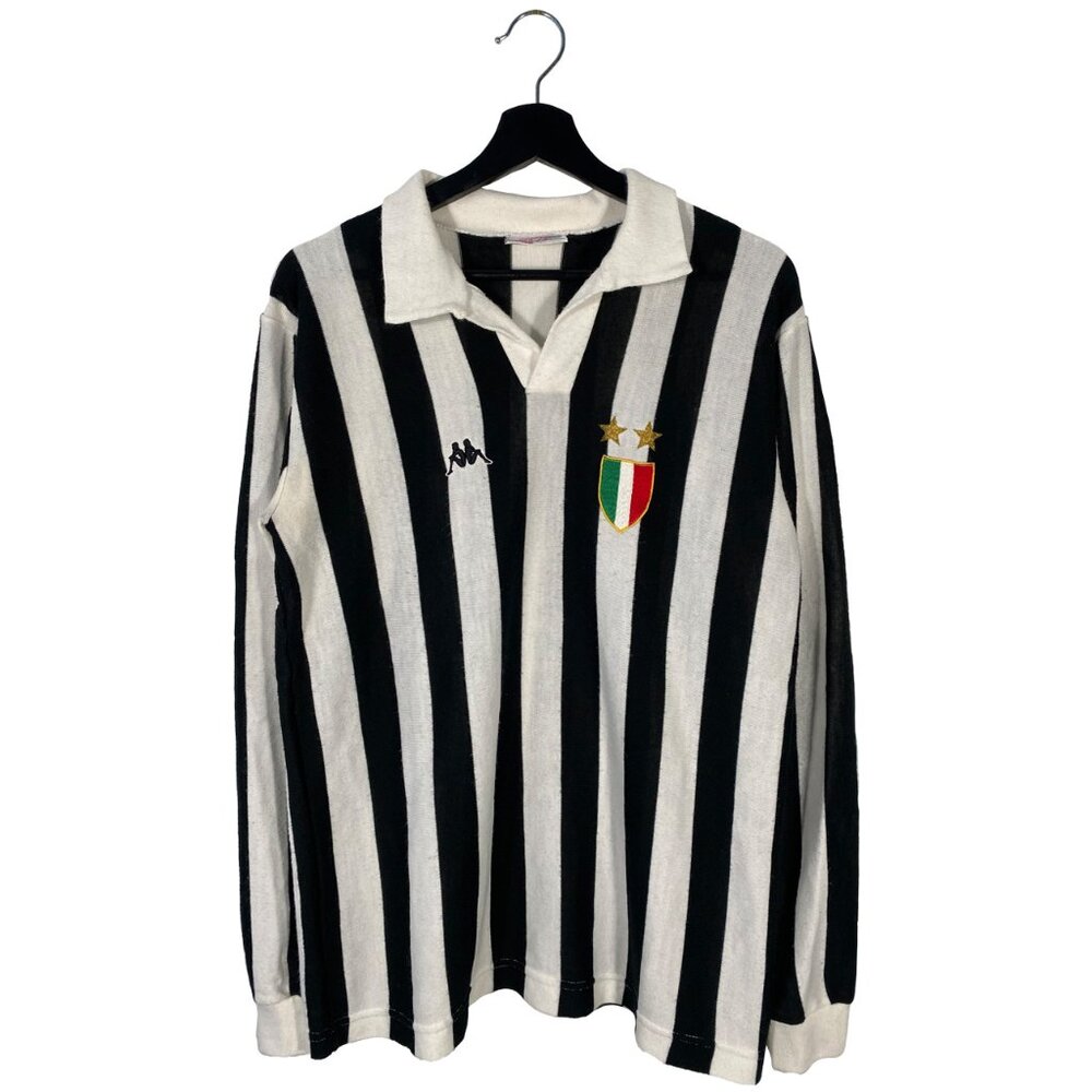 Original 1982-83 L/S Knit Juventus Home Jersey Black / White mens size 52 / L